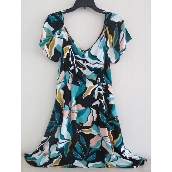 Roxy ARJWD03396 Women's Sz Small Anthracite Paradiso "Shimmy Over" Woven Dress - Picture 1 of 12